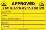 Approved - Static Safe Work Station Label