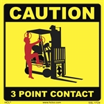 Caution 3 Point Contact Forklift Label
