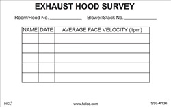 Exhaust Hood Survey Adhesive Vinyl Label