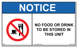 No Food Or Drink To Be Stored In This Unit Adhesive Vinyl Label
