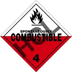Spontaneously Combustible 4  DOT HazMat Label