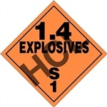 1.4 Explosives S1 DOT HazMat Placard