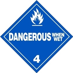 Dangerous When Wet  DOT HazMat Placard