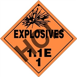 Explosives 1.1E  DOT HazMat Placard