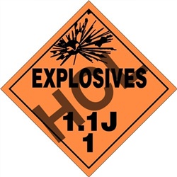 Explosives 1.1J  DOT HazMat Placard