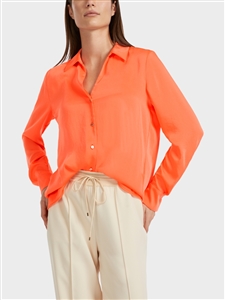 Marc Cain bright coral classic cut shirt blouse with a V-neck