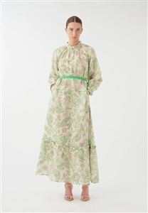 Dea Kudibal Idania paisley green linen dress with wide sleeves.