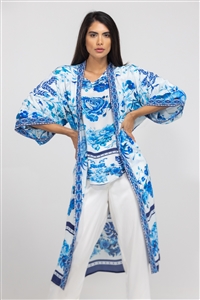 Inoa Kimono blue & white long shrug