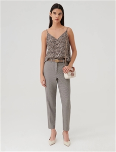 Marella Timoteo grey print straight fit stretch flannel trousers