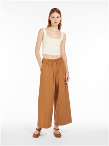 MaxMara Weekend  Placido terracotta trousers in pure cotton sateen trousers