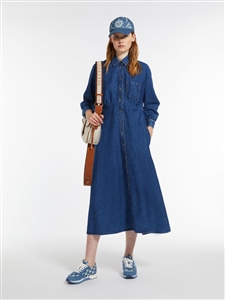 MaxMara Weekend Yemen navy denim shirt dress with a classic shirt collar