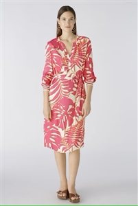 Oui Pink & white Viscose satin tunic dress, can be worn with or without a belt