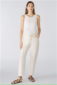 Oui Almond milk cargo pants, jogger-style in flowing modal fabric