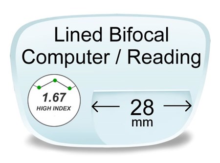 XCELLined Bifocal High Index 1.67 Prescription Eyeglass Lenses