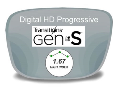 Digital (HD) Progressive High Index 1.67 Transitions VI Prescription Eyeglass Lenses