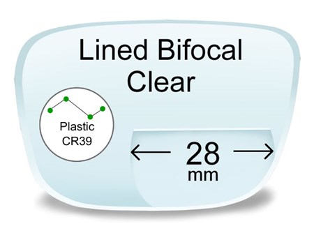 Lined Bifocal 28mm Plastic Prescription Eyeglass Lenses