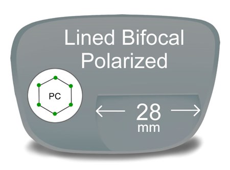 Lined Bifocal 28mm Polycarbonate Polarized Prescription Eyeglass Lenses