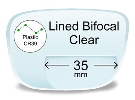 Lined Bifocal 35mm Plastic Prescription Eyeglass Lenses