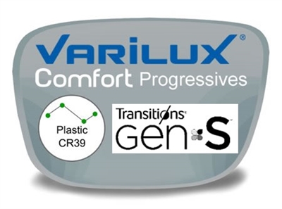 Varilux Comfort 2 Progressive (no-line) Plastic Transitions VI Prescription Eyeglass Lenses