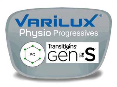 Varilux Physio Progressive (no-line) Polycarbonate Transitions VI Prescription Eyeglass Lenses