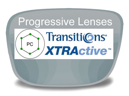 Progressive (no-line) Polycarbonate Transitions XTRActive Prescription Eyeglass Lenses