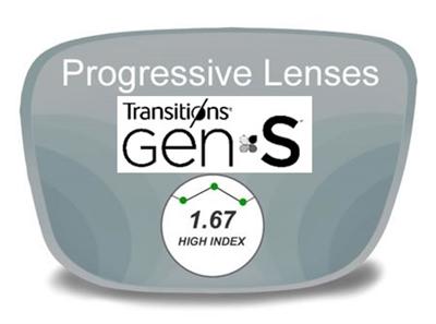 Progressive (no-line) High Index 1.67 Transitions VI Prescription Eyeglass Lenses