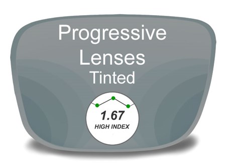 Progressive (no-line) High Index 1.67 Tinted Prescription Eyeglass Lenses