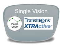Single Vision Plastic Transitions XTRActive Prescription Eyeglass Lenses