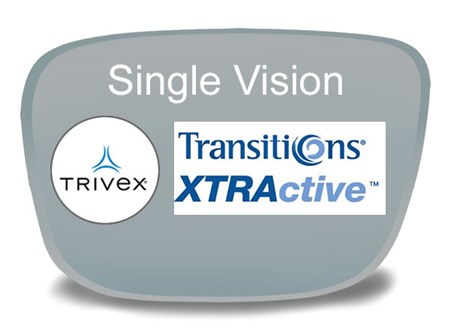 Single Vision Trivex Transitions XTRActive Prescription Eyeglass Lenses