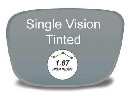 Single Vision High Index 1.67 Tinted Prescription Eyeglass Lenses