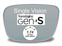 Single Vision High Index 1.74 Transitions VI Prescription Eyeglass Lenses