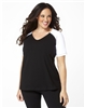 Plus Size Baseball Shirt - Black with White Sleeves