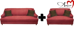 Model 127 Microfiber Sofa+Loveseat Red