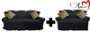 Model 166 Microfiber Sofa + Love Seat Black