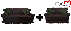 Model 166 Microfiber Sofa + Love Seat Chocolate