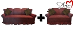 Model 166 Microfiber Sofa + Love Seat Red