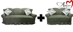 Model 166 Microfiber Sofa + Love Seat Sage