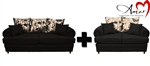 Model 2000 Microfiber Scatter Back Pillows Sofa+Love Seat Black