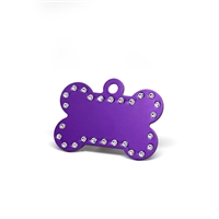 Dog bone pet tags in multiple colors with embedded swarovski crystals