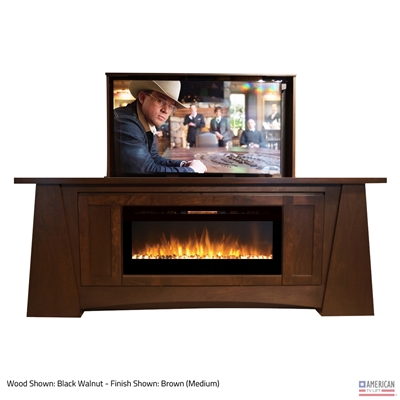 50" TV Lift Cabinet - Modern Aspen Fireplace (SC)