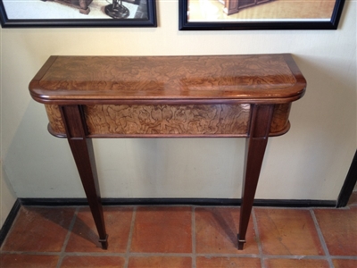 Walnut White Ash Burl Entryway Half Table - In Stock