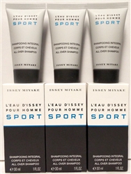 Issey Miyake L'Eau D'Issey Sport Cologne Shower Gel 1oz 3 Pack