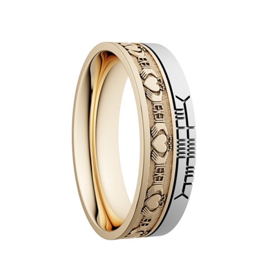 10k Gold Unisex "Claddagh" Dual Celtic Designs Wedding Ring 7mm