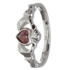 Sterling Silver Synthetic Garnet Jan Birthstone Claddagh Ring 11mm