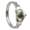 14k White Gold May CZ Emerald Birthstone Claddagh Ring 11mm