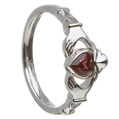Sterling Silver June Synthetic Alexandrite Birthstone Claddagh Ring 11mm