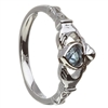Sterling Silver December Synthetic Blue Topaz Birthstone Claddagh Ring 11mm