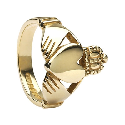 10k Yellow Gold No.26 Style Heavy Men's Claddagh Ring 15.3mm