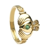 10k Yellow Gold Emerald & Diamond Claddagh Ring 13.4mm