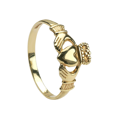 14k Yellow Gold Baby Claddagh Ring 6.7mm